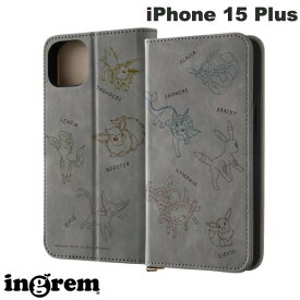 [ネコポス送料無料] ポケモン ingrem iPhone 15 Plus ポケットモンスター 手帳型レザーケース Raffine イーブイ_ブイズ # IJ-PP43DML2GR/PK53 イングレム (スマホケース・カバー) Pokemon