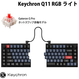 【あす楽】 Keychron Q11 QMK/VIA Mac英語配列 スプリットレイアウト 左右分離型 有線 テンキーレス ホットスワップ Gateron G Pro 赤軸 RGBライト メカニカルキーボード # Q11-M1-US キークロン (キーボード)