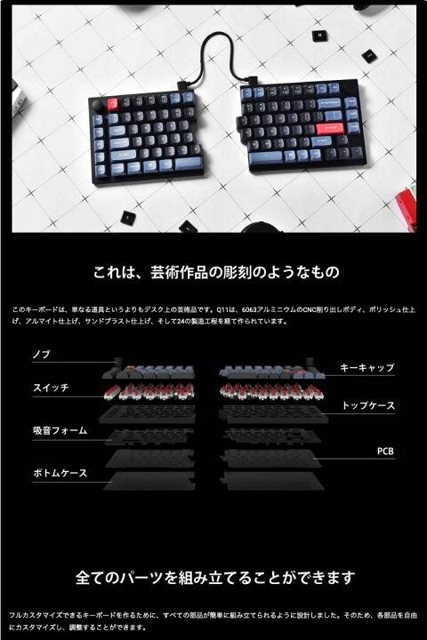 楽天市場】Keychron Q11 QMK/VIA Mac英語配列 スプリットレイアウト 