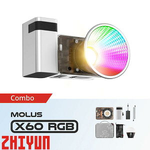 ZHIYUN MOLUS (���[���X) X60 RGB COMBO COB���C�g LED���C�g # �W�[�E�� (�J���� ���C�g)