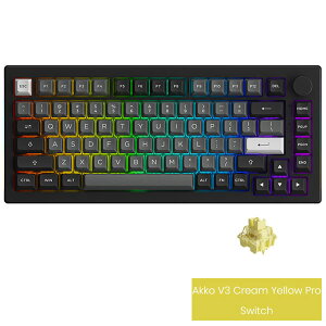 yK̔Xz Akko 5075B Plus Black&Silver 75%pz USB / 2.4GHz / Bluetooth 5.0 CX V3 Cream Yellow Pro CXCb` eL[X JjJL[{[h KXPbg}Eg\ 3000mAh ob