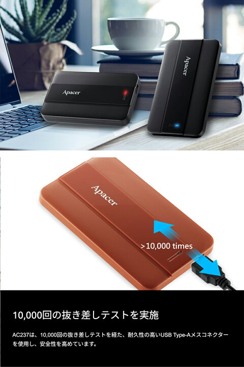 楽天市場】Apacer 4TB 薄型 ポータブルHDD USB 3.2 Gen1 ブラック 