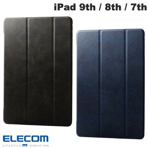 ELECOM �G���R�� iPad 9th / 8th / 7th �t���b�v�P�[�X �w�ʃN���A (iPad�J�o�[�E�P�[�X)