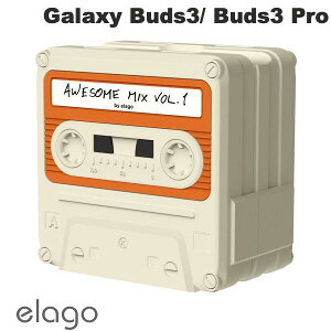 elago Galaxy Buds3 / Buds3 Pro / Buds3 FE CASETTE TAPE HANG CASE Classic White Red # EL_GBNCSSCTK_WR GS CzP[X