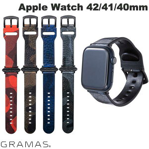 �y�݌Ɍ���z�y�݌ɏ��������z GRAMAS Apple Watch 42 / 41 / 40mm CAMO Italian Genuine Leather Watchband �O���}�X (�A�b�v���E�H�b�` �x���g �o���h) ���U�[ ���f�B�[�X