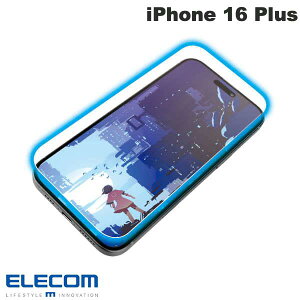 ELECOM �G���R�� iPhone 16 Plus / 15 Plus �K���X�t�B���� �G�b�`���OAR���H ����f�� ������ �u���[���C�g�J�b�g 0.25mm # PM-A24BFLGARBL �G���R�� (�X�}�z�p�t���ی�K���X�t�B����)