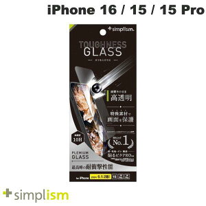 gjeB Simplism iPhone 16 / 15 / 15 Pro / 14 Pro Toughness Glass P[XƂ̑Q ϏՌ  ʕی십KX 0.71mm VvY (X}zptیKXtB)
