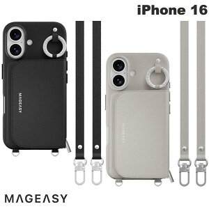 MagEasy iPhone 16 Pouch M MagSafe対応 カード収納ケース Black マグイージー (スマホケース・カバー) ショルダーストラップ マグネット