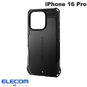 保護フィルム付き ELECOM エレコム iPhone 16 Pro ハイブリッドケース ZEROSHOCK ブラック # PM-A24CZEROBK エレコム (スマホケース・カバー) ゼロショック 耐衝撃