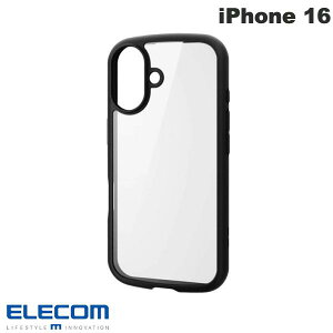 ELECOM �G���R�� iPhone 16 �n�C�u���b�h�P�[�X TOUGH SLIM LITE �t���[���J���[ �w�ʃN���A �w�ʃK���X �X�g���b�v�V�[�g�t�� �u���b�N # PM-A24ATSLFCGBK �G���R�� (�X�}�z�P�[�X�E�J�o�[)