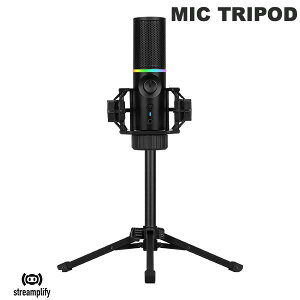Streamplify MIC TRIPOD Q[~O}CN RfT[^ Pw 48kHz 16bit Ort # MIC-48-RGB-TP-BK Xg[vt@C (}CNz USB)