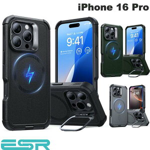 �m2024�n�y�������K�i�z ESR iPhone 16 Pro Cyber Armor Case with Stash Stand HaloLock MagSafe�Ή� (�X�}�z�P�[�X�E�J�o�[) �C�[�G�X�A�[��