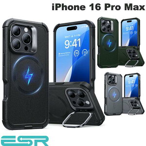 �m2024�n�y�������K�i�z ESR iPhone 16 Pro Max Cyber Armor Case with Stash Stand HaloLock MagSafe�Ή� (�X�}�z�P�[�X�E�J�o�[) �C�[�G�X�A�[��
