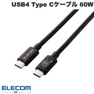 ELECOM �G���R�� USB4 Type C�P�[�u�� �F�ؕi USB Power Delivery�Ή� 60W 80Gbps 1.0m �u���b�N # USB4-V2CC10NBK �G���R�� ( USB-C �P�[�u��)