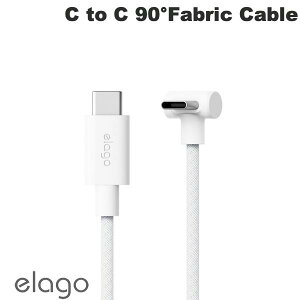 elago Type-CP[u 90° Fabric Cable PD3.0 / PPSΉ for Smart Phone / tablet White # EL_ALLCBNY9C_WH GS (USB C - USB C P[u)