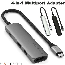 【国内正規品】 Satechi 4-in-1 USB-C Slim Multiport Adapter 4K スリムマルチアダプター (USB Type-C アダプタ) sbf25