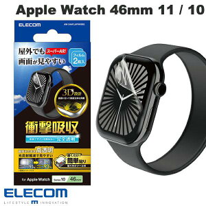 ELECOM GR Apple Watch 46mm Series 11 / 10 tB Ռz X[p[AR  hw \tc[t 2 # AW-24AFLAFPARRG GR (AbvEHb`pیtB)