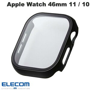 ELECOM �G���R�� Apple Watch 46mm Series 11 / 10 �t���J�o�[�P�[�X �v���~�A���K���X �S���� �Z���~�b�N�R�[�g �u���b�N # AW-24AFCGOCBK �G���R�� (�A�b�v���E�H�b�`�P�[�X �J�o�[)