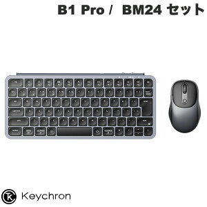 Keychron B1 Pro / BM24 セット Mac日本語配列 カナなし 有線 / Bluetooth 5.2 / 2.4GHz ワイヤレス 両対応 テンキーレス ワイヤレスキーボード スペースグレー マウス ワイヤレスコンボ # KB3-JIS キークロン