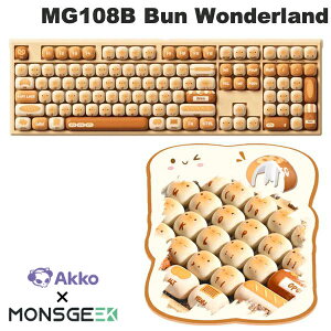 �y�������K�i�zAkko x MonsGeek(�A�b�R & �����X�M�[�N) MG108B Bun Wonderland ���킢�� �p���̃L�[�L���b�v ���J�j�J���L�[�{�[�h �z�b�g�X���b�v�Ή� MOG�v���t�@�C��PBT �_�C�T�u�L�[�L���b�v RGB�o�b