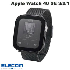 ELECOM �G���R�� Apple Watch 40mm SE 3 / 2 / 1 �t���J�o�[�P�[�X �v���~�A���K���X ������ �h�� �u���b�N # AW-25EFCGEBK �G���R�� (�A�b�v���E�H�b�`�P�[�X �J�o�[)