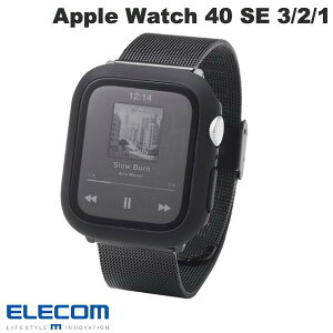 ELECOM �G���R�� Apple Watch 40mm SE 3 / 2 / 1 �t���J�o�[�P�[�X �v���~�A���K���X �S���� ������ �u���b�N # AW-25EFCGOBK �G���R�� (�A�b�v���E�H�b�`�P�[�X �J�o�[)