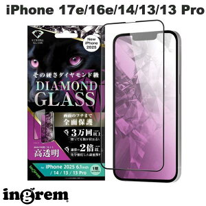 �m2026�n ingrem iPhone 17e / 16e / 14 / 13 / 13 Pro �_�C�������h�K���X�t�B���� ���� ���w���� �A���~�m�V���P�[�g�K���X �ϏՌ� �S�ʕی� �d�x10H �u���b�N 0.4mm �C���O���� (�X�}�z�p�t���ی�K���X�t