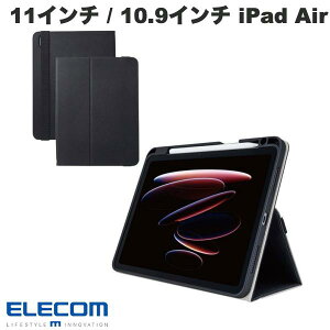 ELECOM �G���R�� 11�C���` iPad Air M4 (2026) / M3 (2025) / M2 (2024) / 10.9�C���` iPad Air 5 / 4 �t���b�v�P�[�X �Ռ��K�[�h �x���g�t 2�A���O�� �y�� �u���b�N # TB-A25MPLF2BK �G���R�� (�^�u���b�g�J�o�[�E�P�[