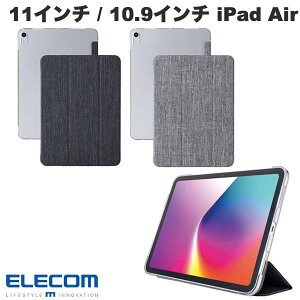 �m�y�V�����L���O1�ʊl���nELECOM �G���R�� 11�C���` iPad Air M4 (2026) / M3 (2025) / M2 (2024) / 10.9�C���` iPad Air 5 / 4 �t���b�v�P�[�X ���^�y�� �t�@�u���b�N �w�ʃN���A 2�A���O�� (�^�u���b�g�J�o�[�E