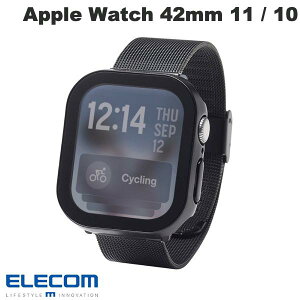 ELECOM �G���R�� Apple Watch 42mm Series 11 / 10 �t���J�o�[�P�[�X �v���~�A���K���X ������ �h�� �u���b�N # AW-25BFCGEBK �G���R�� (�A�b�v���E�H�b�`�P�[�X �J�o�[)