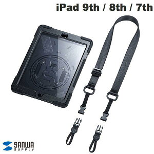 SANWA iPad 9th / 8th / 7th �O�ʕی�t�B���^�[�t�ϏՌ��P�[�X �u���b�N # PDA-IPAD1620BK �T�����T�v���C (iPad�J�o�[�E�P�[�X)