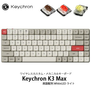 Keychron K3 Max QMK/VIA Mac�p��z�� �L�� / Bluetooth 5.1 ���C�����X ���Ή� �e���L�[���X Gateron���[�v���t�@�C��2.0 White LED ���J�j�J���L�[�{�[�h ���g���J���[ �L�[�N���� (�L�[�{�[�h)
