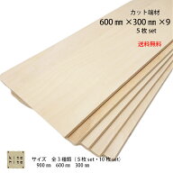 カットサービス有り送料無料！【シナ合板 カット端材　600×300×9ミリ　5枚入り】　板　木材　合板　工…