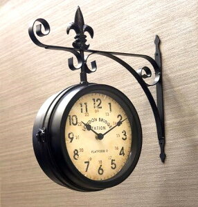 �y���������z�@Station Clock Wall L BLACK�@���ʎ��v�@�Ǌ|�����v�@�A�i���O���v�@�X�e�[�V�����N���b�N�@�������@�A���e�B�[�N���@�����@���v�@�� �E�H�[���N���b�N �X�e�[�V�����N���b�N