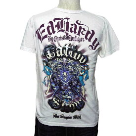 【★ポイント5倍★4月21日18：00～4月24日19：59迄】ed hardy エドハーディー メンズ Tシャツ タイガー 虎 スカル ホワイト A9DBJJQD Edhardy エド・ハーディー