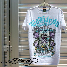 【★ポイント5倍★10%OFFクーポン★4月18日0：00～4月21日09：59迄】ed hardy エドハーディー メンズ Tシャツ スカル ホワイト A9DBJJQE Edhardy エド・ハーディー