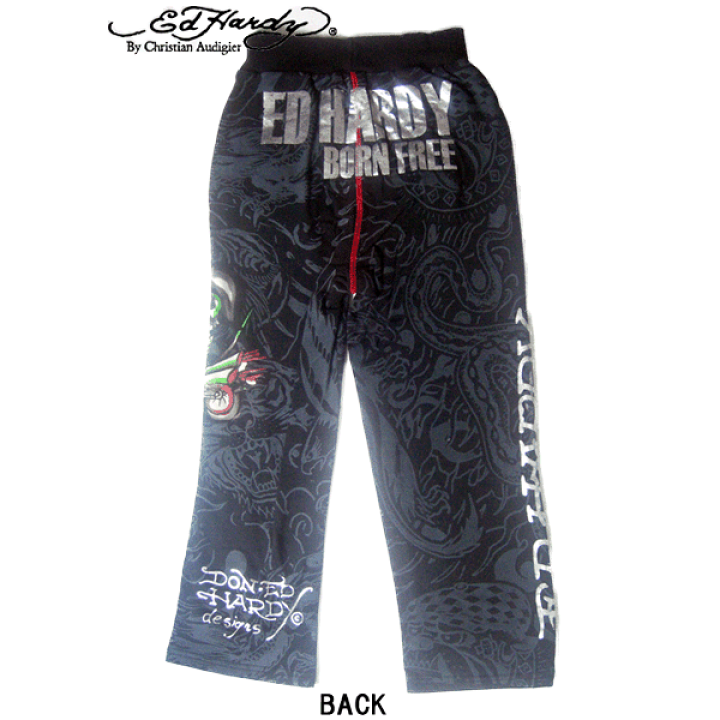 ★送料・関税込み★【Ed Hardy】ブラックベロアスウェットパンツ CFS000193788_002.webp