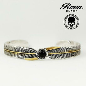 Roen ロエン Roen BLACK ブレスレット フェザー バングル ロエン ブラック オニキス 天然石 RO-303 シルバー×ゴールド アクセサリー ジュエリー Roen ロエン