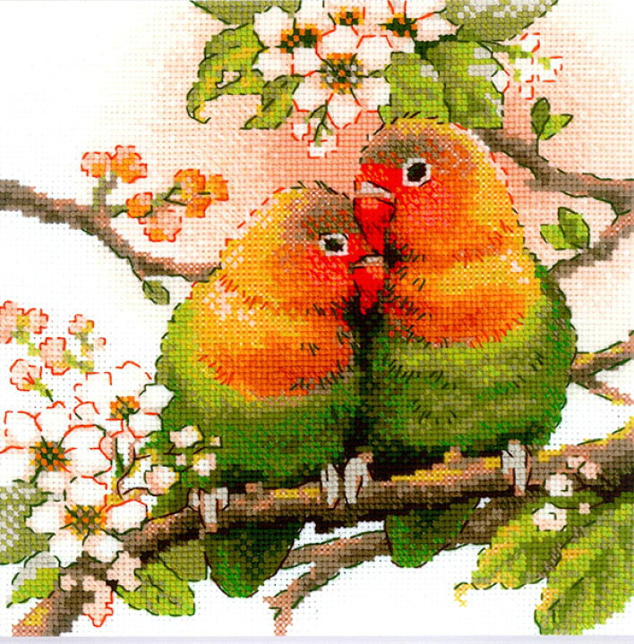 楽天市場 ロシアのクロスステッチキット ラブバード Riolis リオリス 1780 インコ コザクラインコ きつねのはなかさ 楽天市場店