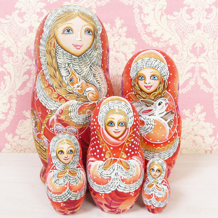 楽天市場】ロシア マトリョーシカ コートを着た女の子と森の仲間 
