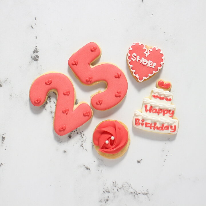 楽天市場 バラ 誕生日セット アイシングクッキー 名入れ 数字 年齢 推し 可愛い 誕生日 プレゼント オーダー ローズ Kitty Sweets