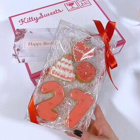 ラッピング付き バラ 誕生日セット アイシングクッキー 名入れ 数字 年齢 推し 可愛い 誕生日 プレゼント オーダー ローズ