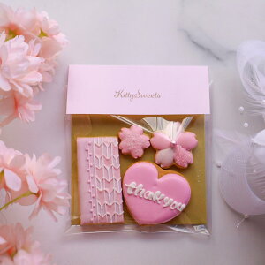 【名入れ】ピンク和柄アイシングクッキー4枚 春 桜 入学 卒業