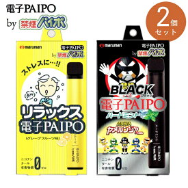 【2個セット】電子タバコ 使いきり 電子PAIPO by 禁煙パイポ マルマン パイポ 2種類 セット販売 リラックス＆ブラック VAPE 吸引回数約600回