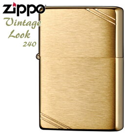 ZIPPO ジッポー 240 フラットトップ ブラッシュブラス // ダイアゴナルライン 真鍮無垢 ソリッドブラス 金色 定番 ZIPPOライター オイルライター Vintage Look メンズ ギフト