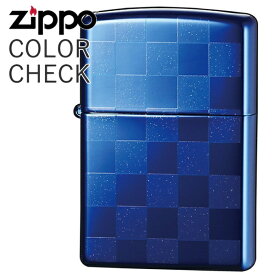 ZIPPO カラーチェック 25CK-BL ブルー ジッポー ライター ラメ入り チェック柄 青色 市松模様 ZIPPOライター オイルライター