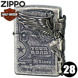 ZIPPO ハーレーダビッドソン HDP-28 サイドメタル シルバーイブシバレル ジッポー ライター 渋い かっこいい オイルライター メンズ ギフト 在庫あり バイク