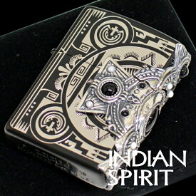 ZIPPO インディアンスピリット BKクロス ジッポー ライター 正規品 天然石オニキス ベロア調ケース入 華やか 美しい おしゃれ ZIPPOライター オイルライター 動画あり