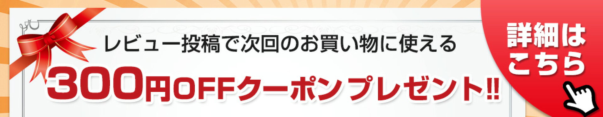 レビュー投稿で300円OFFクーポンプレゼント！