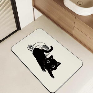 珪藻土 バスマット猫  速乾 ソフト 柔らか 洗える やわらか 珪藻土バスマット 割れない 抗菌 薄い 吸水 お風呂 浴室 洗面所 60 40 おしゃれ